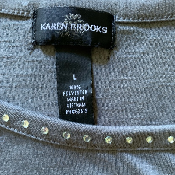 Gray Sequined Cat Long-sleeve Shark-bite Hem Tee large - Picture 5 of 10